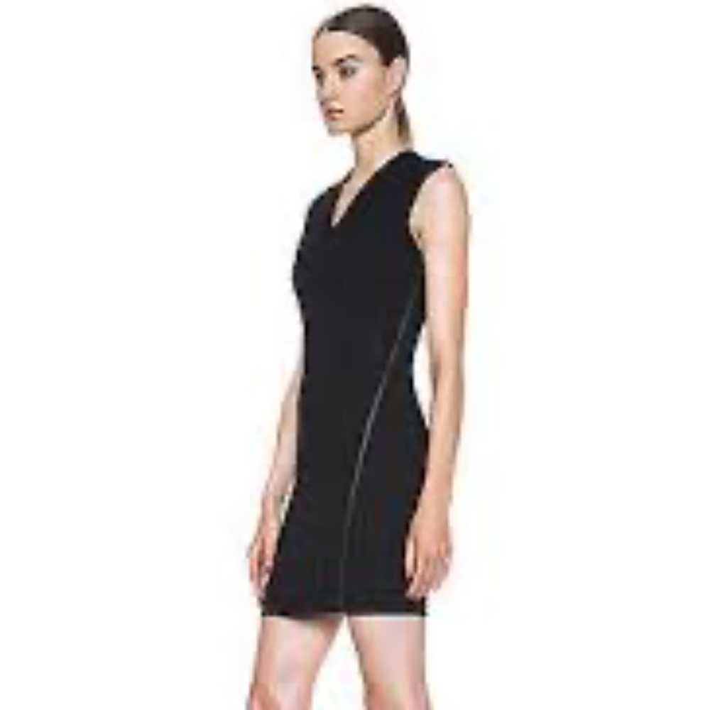 NWT Helmut Lang Moto Stretch Angle Zipper Poly-Blend Black Dress Size M